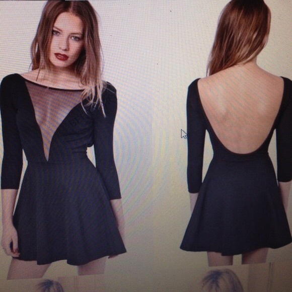 American Apparel V Neck Mesh Skater Dress - Picture 2 of 3